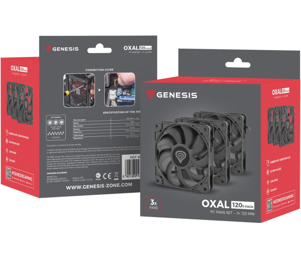 NATEC Zestaw 3 wentylatorów Genesis Oxal 120 NGF-2043 - 1139536 - zdjęcie 9